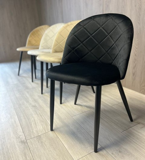 Krzesło tapicerowane GLORIA DIAMOND BLACK VELVET