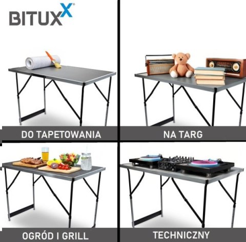 Wielofunkcyjny Stół Campingowy targowy 3 części Składany 100x60 cm Btiuxx