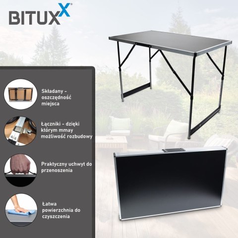 Wielofunkcyjny Stół Campingowy targowy 3 części Składany 100x60 cm Btiuxx