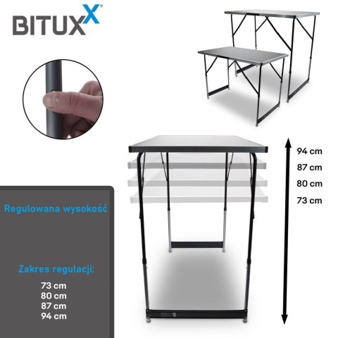 Wielofunkcyjny Stół Campingowy targowy 3 części Składany 100x60 cm Btiuxx