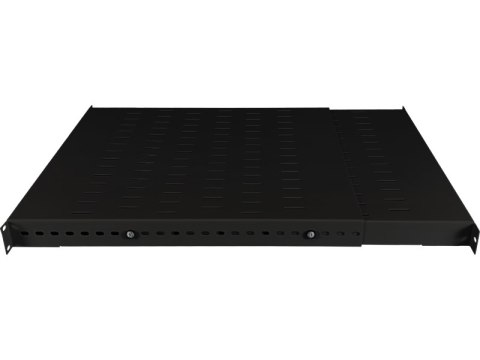 Półka regulowana 19" 1U głęb. 500-900mm, czarna, 4 punkty mocowania ALANTEC