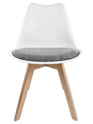 Krzesło skandynawskie MONZA WHITE - Grey Fabric II