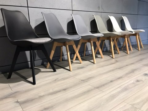 Krzesło skandynawskie MONZA WHITE - Grey Fabric II