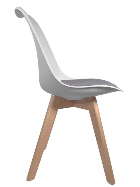 Krzesło skandynawskie MONZA WHITE - LIGHT GREY PU