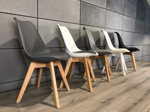 Krzesło skandynawskie MONZA WHITE - LIGHT GREY PU