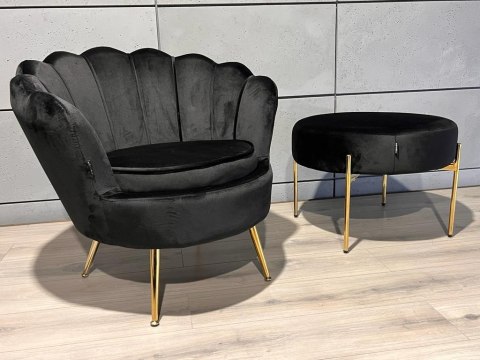 Krzesło Fotel Muszla Lugano DONNA VELVET BLACK