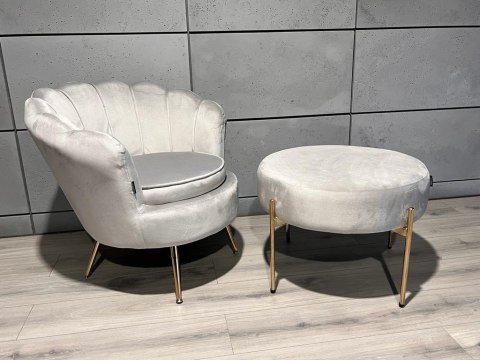 Krzesło Fotel Muszla Lugano DONNA VELVET GREY
