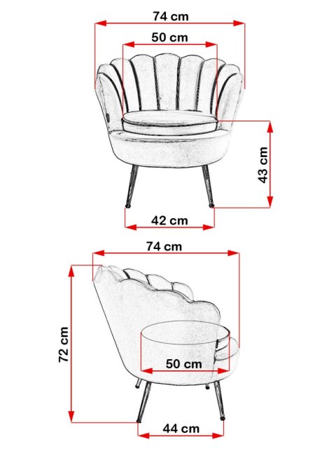 Krzesło Fotel Muszla Lugano DONNA VELVET PINK