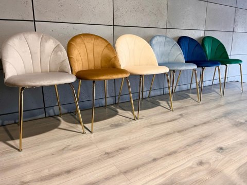 Krzesło tapicerowane CAMILA GREY VELVET GOLD