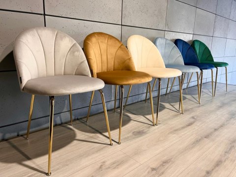 Krzesło tapicerowane CAMILA GREY VELVET GOLD