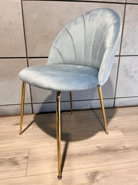 Krzesło tapicerowane CAMILA LIGHT BLUE VELVET GOLD