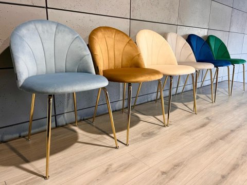 Krzesło tapicerowane CAMILA LIGHT BLUE VELVET GOLD