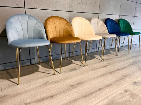 Krzesło tapicerowane CAMILA LIGHT BLUE VELVET GOLD