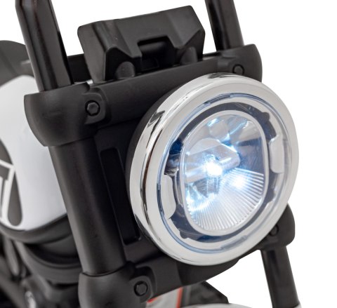 Motorek Chopper FASTER na akumulator dla dzieci Biały + Radio FM + Panel audio + LED