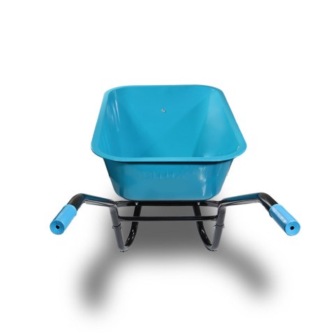 Taczka Ogrodowa Solidna taczka 100L jednokołowa niebieska Mocna 250kg +żółte koło PU