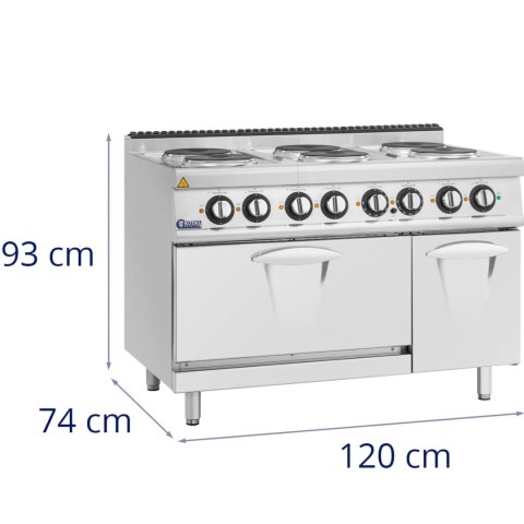 Kuchnia elektryczna z piekarnikiem szafką 6 palników 400 V 19.1 kW