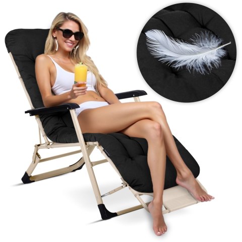 Leżak ogrodowy składany z poduszką Sofotel ChillWell czarny