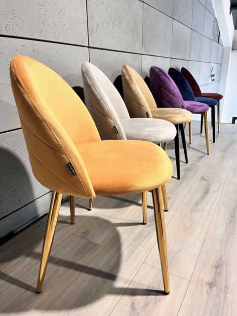 Krzesło tapicerowane GLORIA MUSTARD VELVET GOLD