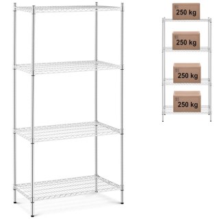 Regał warsztatowy chromowany 4 półki druciane do 1 t 1000 kg 90x45x180 cm