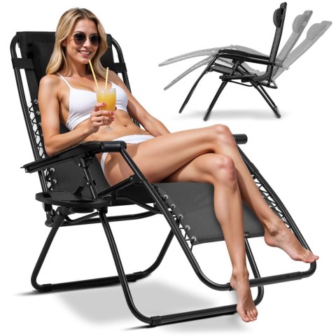 Leżak ogrodowy składany z poduszką Sofotel ChillWell czarny