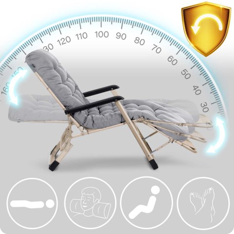 Leżak ogrodowy składany z poduszką Sofotel ChillWell jasno szary