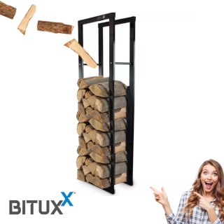 Stojak kominkowy wykonany z wytrzymałej stali dopasowany do stylu wnetrza