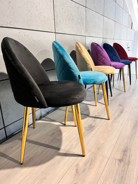 Krzesło tapicerowane GLORIA BLACK VELVET GOLD