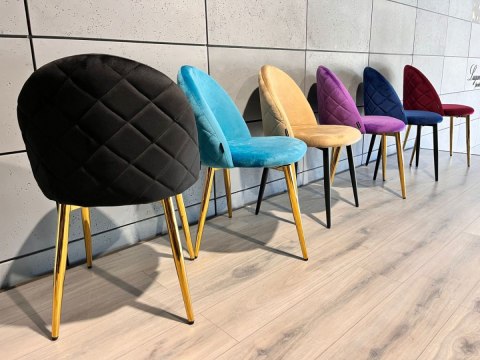 Krzesło tapicerowane GLORIA BLACK VELVET GOLD