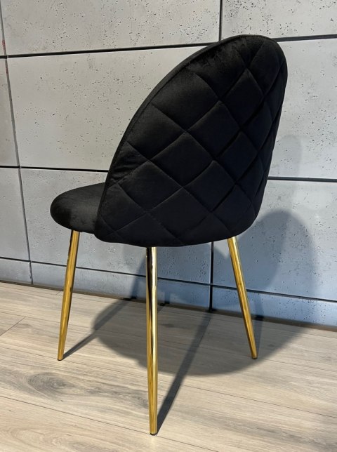 Krzesło tapicerowane GLORIA BLACK VELVET GOLD