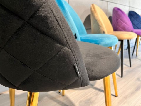 Krzesło tapicerowane GLORIA BLACK VELVET GOLD