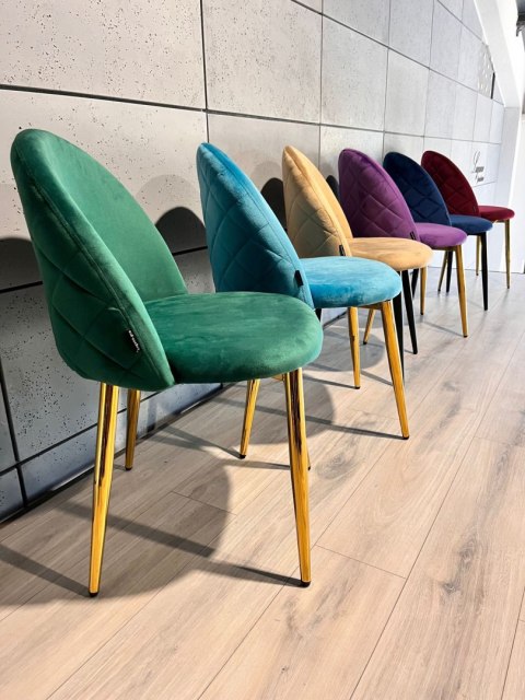 Krzesło tapicerowane GLORIA GREEN VELVET GOLD