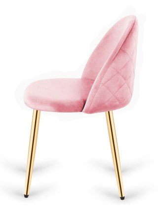Krzesło tapicerowane GLORIA PINK VELVET GOLD