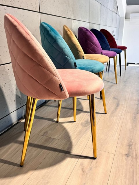 Krzesło tapicerowane GLORIA PINK VELVET GOLD