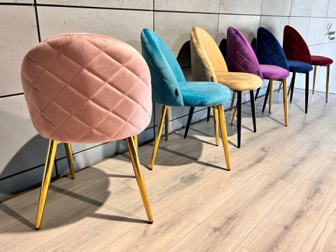 Krzesło tapicerowane GLORIA PINK VELVET GOLD