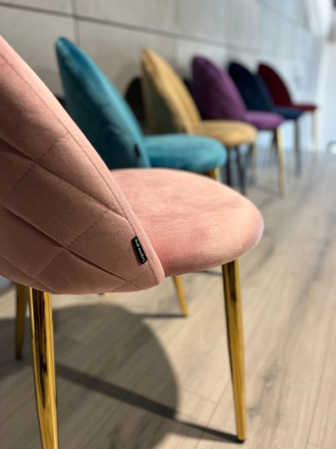 Krzesło tapicerowane GLORIA PINK VELVET GOLD