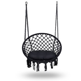Fotel ogrodowy wiszący huśtawka BOHO czarny