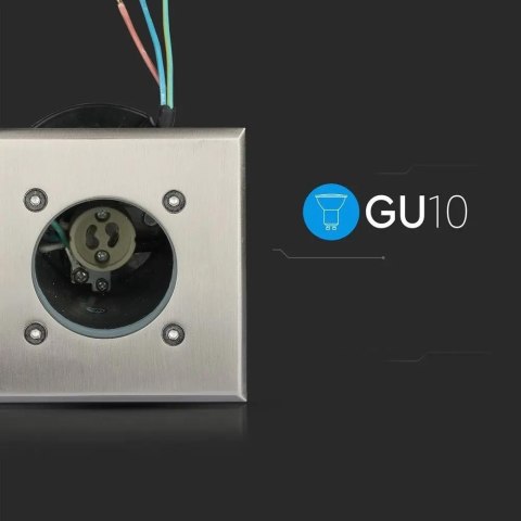 Oprawa Gruntowa Ogrodowa Najazdowa Kwadrat Stal Szczotkowana GU10 IP65 V-TAC VT-7677