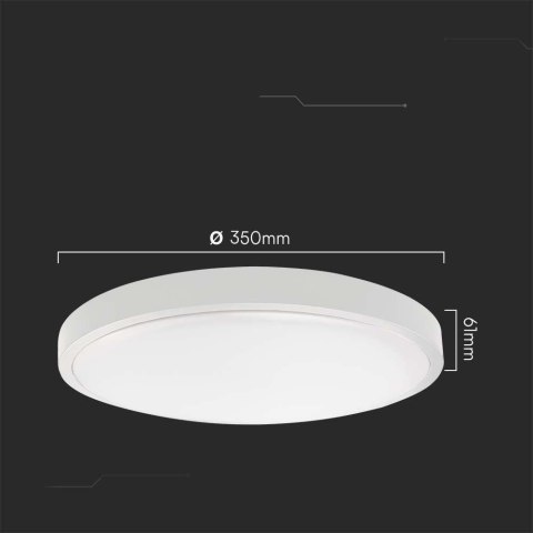 Plafon V-TAC 24W LED Okrągły 35cm Natynkowy Pilot Czujnik Ruchu IP44 Biały VT-8624S 4000K 2500lm