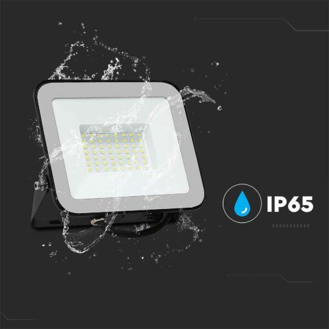 Projektor LED V-TAC 50W 100Lm/W Przewód 1mb SAMSUNG CHIP Czarny VT-44055 6500K 4270lm 5 Lat Gwarancji