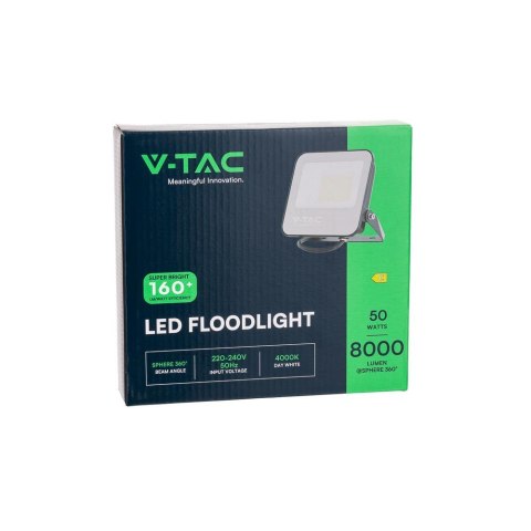 Projektor LED V-TAC 50W SAMSUNG CHIP Czarny 160Lm/W VT-44051 4000K 8000lm 5 Lat Gwarancji