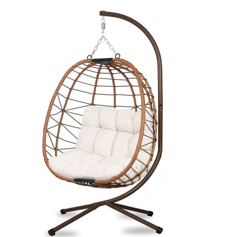 Fotel ogrodowy wiszący Tihuana brązowy + jasno beżowe poduszki Sofotel