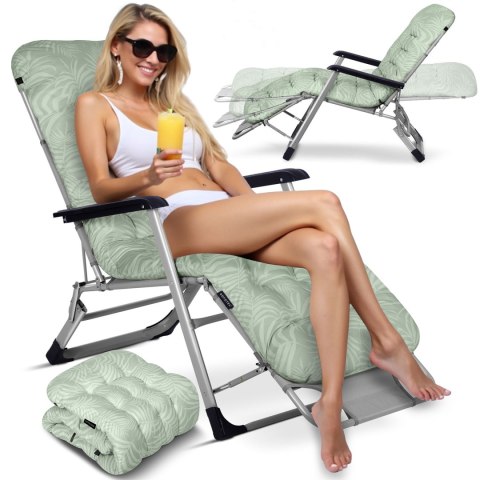 Leżak ogrodowy składany z poduszką Sofotel ChillWell zestaw 2 szt jasno zielony