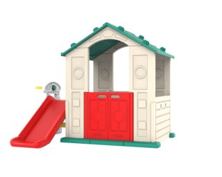 Domek Ogrodowy 3w1 dla dzieci Zielony Dach + Zjeżdżalnia + Koszykówka