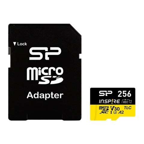 Karta pamięci Silicon Power microSDXC Power Inspire 256GB V30 UHS-I U3 A2 4K DDR200 170/150MB/s TLC + adapter