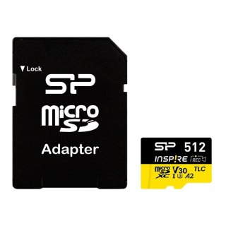 Karta pamięci Silicon Power microSDXC Power Inspire 512GB V30 UHS-I U3 A2 4K DDR200 170/150MB/s TLC + adapter