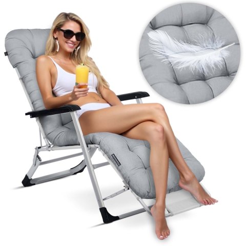 Leżak ogrodowy składany z poduszką Sofotel ChillWell szary