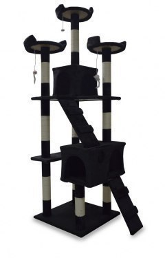 Drapak/Drzewko dla kota Czarny 170cm Domek z Legowiskiem i słupkami z sizalu