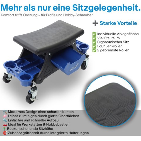Stołek Taboret Warsztatowy na kołach obrotowych Bituxx wytrzymały
