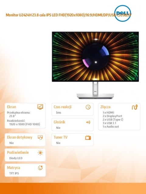Monitor U2424H 23.8 cala IPS LED FHD 1920x1080