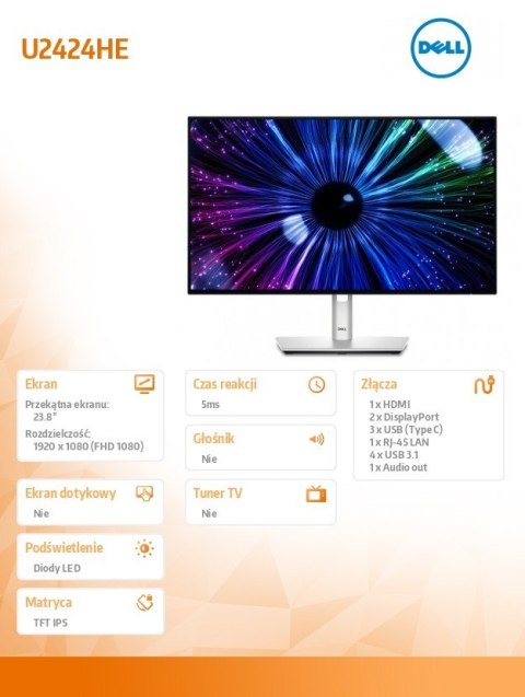 Monitor U2424HE 23.8 cala IPS LED FHD 1920x1080